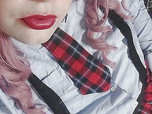 Sissy juvia jolie wears a sexy schoolgirl Outfit and plays around with her dick