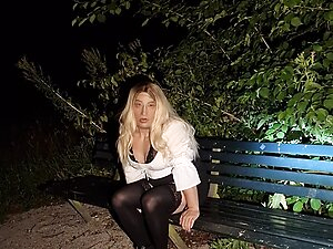Mariska walking and mastrubating in the woods