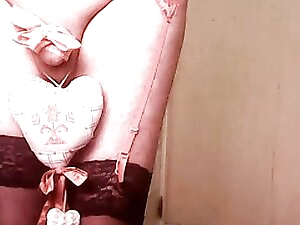 sissy in red lingerie, Valentine's Day