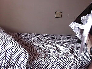 sissy french maid electric chastity and vibrator plug selfbondage