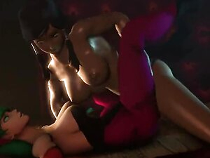 Woman with woman is having intense sex in a cave of very big woman sex alternately