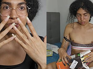 Vlogmas #2, 2024 - Painting my nails and Lingerie Haul for my Christmas Photoshoot. This time I chose green for my fingernails and toenails, I this it's a perfect colour for Christmas, red and green. I want you to suck my nipples tho