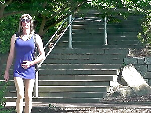 Public Crossdressing... transvestit goes outside in sexy womans clothes
