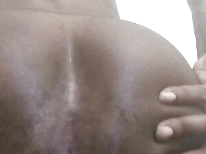 Big black cock femboy jacking big black dick and spreading tight bootyhole cheeks Anal